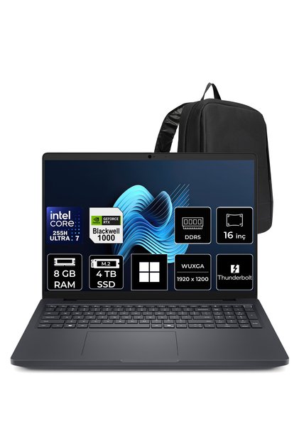 Pro Max 16 Core Ultra 7 255H RTX Pro 1000 Blackwell 8GB 8GB RAM 4TB SSD 16" FHD+ Win11 Pro MC16250P425 İş İstasyonu + PER4 Çanta