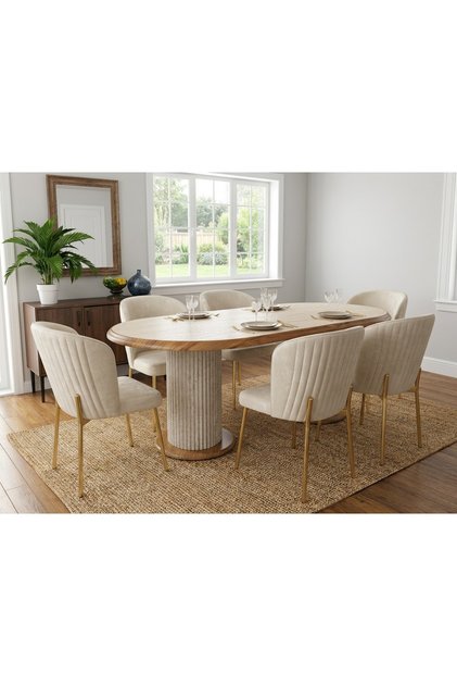 SALON MASASI YEMEK ODASI TAKIMI 95X185 6 KİŞİLİK SANDALYE YEMEK MASA TAKIMI