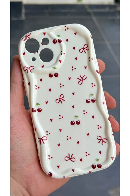 Compatible with iPhone 13 and 14 - Patterned Cream Soft Silicone Durable Phone Case
