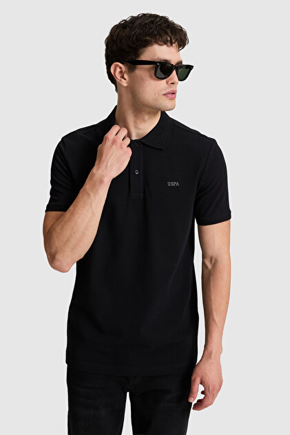 U.S. Polo Assn. Erkek Siyah Regular Fit Polo Yaka Basic Tişört