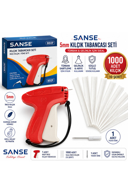 Sanse 5mm İnce Kılçık Tabancası Seti | 1000 Adet Kılçık (10 Şerit