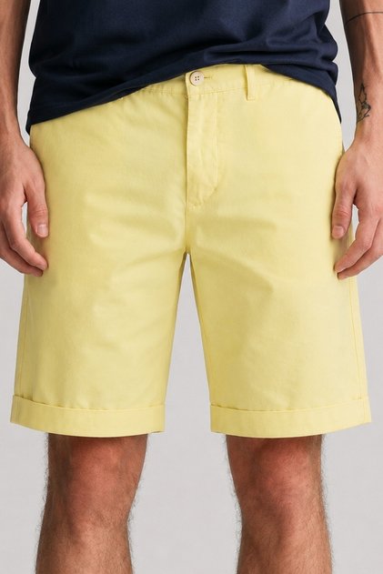 Men's Regular Fit Allister Sunfaded Chino Bermuda Yellow Shorts Men's Canvas Bermuda Shorts Yellow