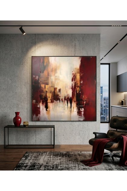 Yağlı Boya Dokulu Şehir Tablo
