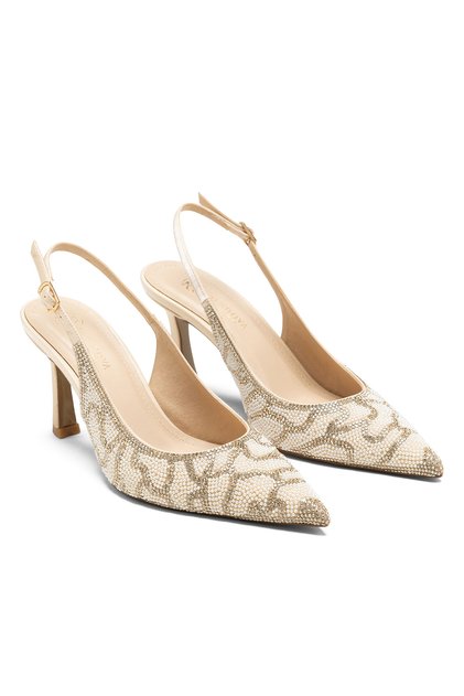 Women's High Heels Special Stone Embellished Open Back Pointed Toe Wedding Dress Shoes Evening Dress Shoes 7.5 cm