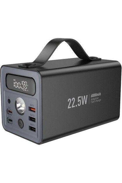 Hoco J138 Power Bank 60000mAh 22.5W με 3 θύρες USB-A και 2 θύρες USB-C Power Delivery / Quick Charge 3.0 Μαύρο