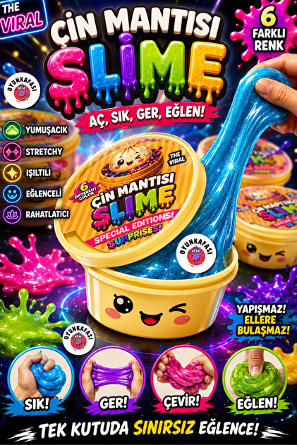 OYUNKAFASI Çin Mantısı Slime 6 Farklı Renk Karışık Gönderim