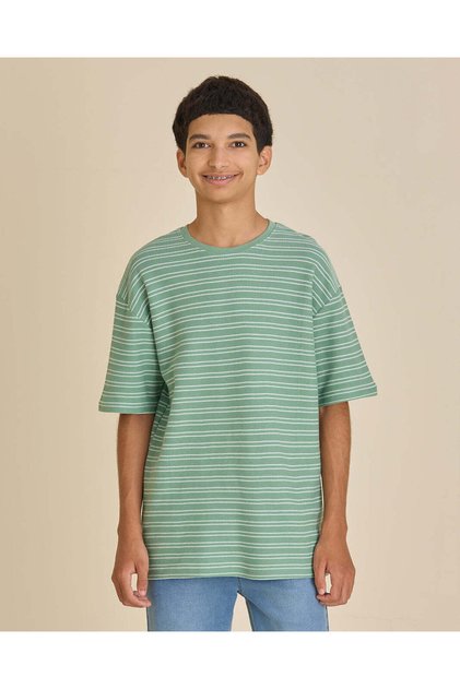 Senior Boys Green Striped T-Shirt