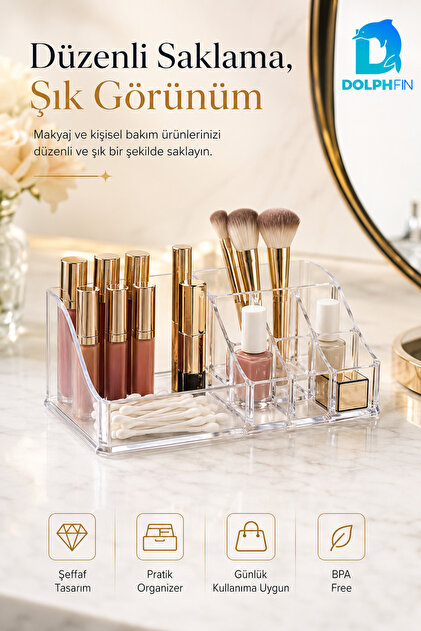 Pyramid Cosmetic Organizer Transparent Multi-Compartment Makeup Jewelry Lipstick Nail Polish Cotton Organizer