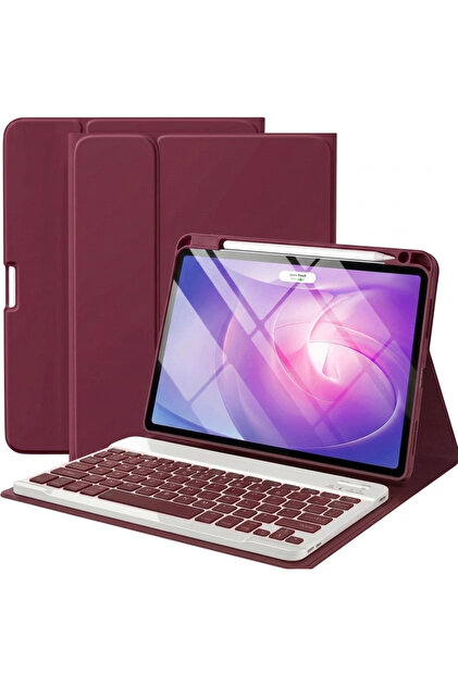 İpad Air 11 6.7.8. Nesil Air 4/5 10.9 inç Uyumlu Klavyeli Tablet Kılıfı Bluetooth Kalem Bölmeli Stand M2/M3/M4