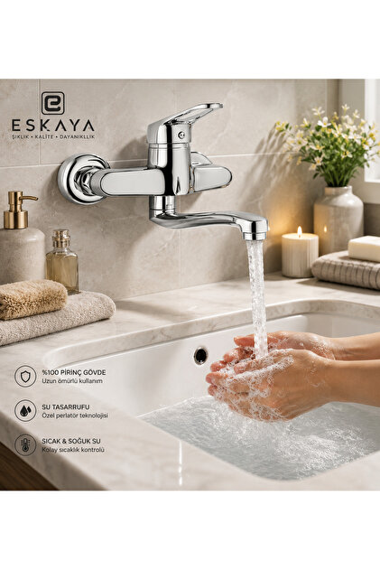 Eskaya Wall-Mounted Swivel Spout Kitchen Sink Applique Faucet