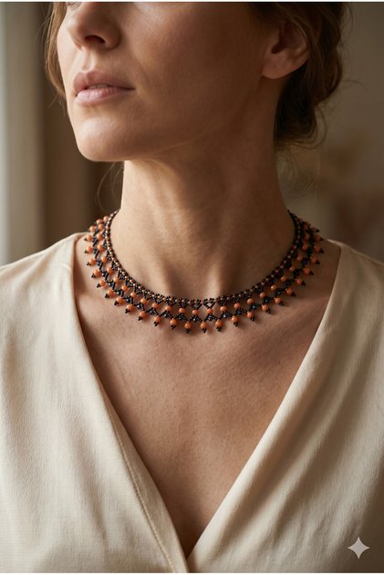 El Yapımı Kristal Boncuklu Özel Tasarım Kolye