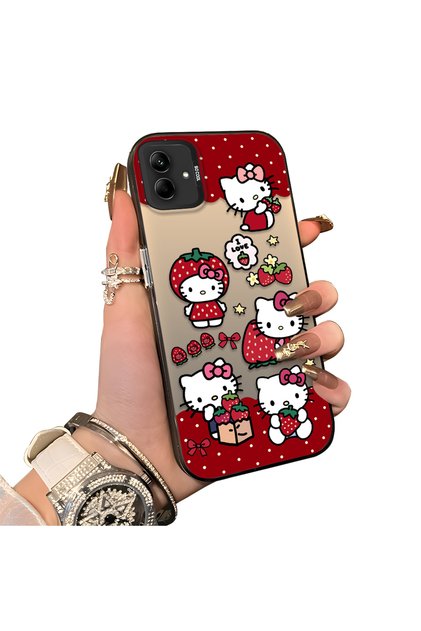 Samsung Galaxy A03 Compatible Silicone Edge Hard Back Case Couple Phone Case with Kitty Pattern