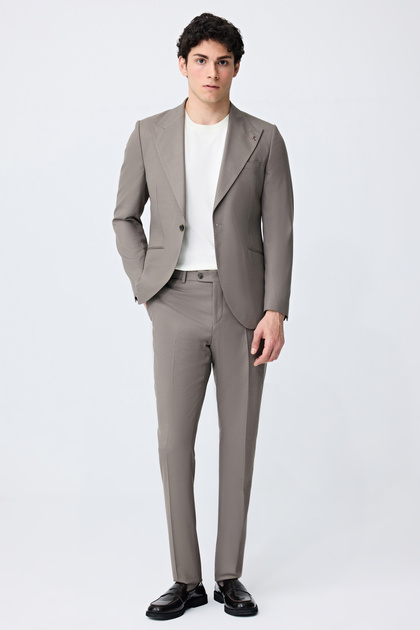 Slim Fit Vizon Armürlü Takim Elbise