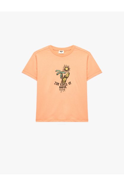 Cotton Short Sleeve Crew Neck Embroidered T-Shirt
