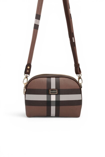 Dark Brown - Brown Plaid Women's Crossbody Bag Sp765