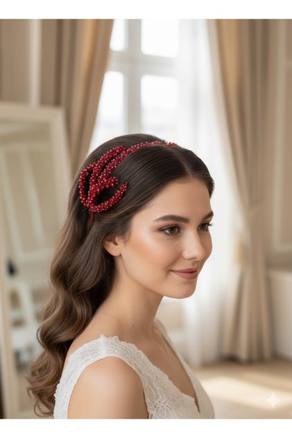 Dal Tasarımlı Gelin Tacı – Kristal Taşlı Bridal Saç Aksesuarı