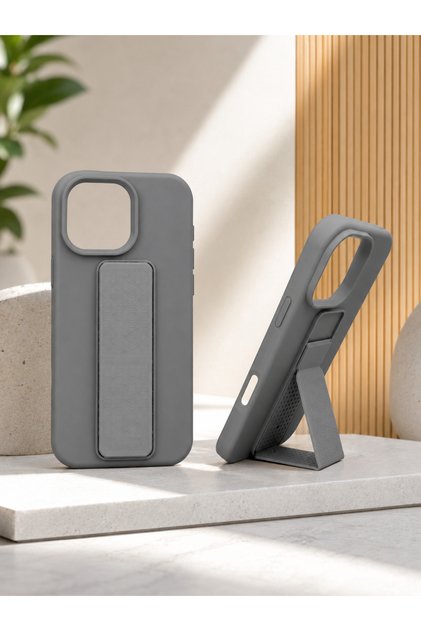 iPhone 16 Pro Max Compatible Matte Silicone Phone Case with Stand and Camera Protection with Finger Holder