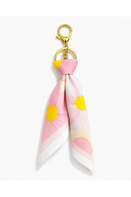 Choose Your Style Pink Dream Patterned Gold Keychain Scarf Charm
