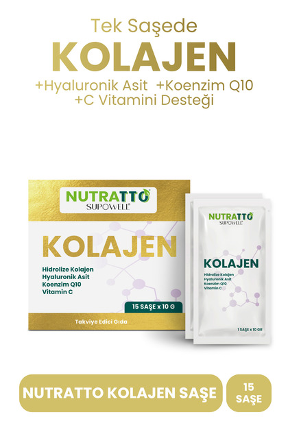 Hidrolize Kolajen Takviyesi Hyaluronik Asit ve Q10 İçeren 15 Saşe C Vitaminli Portakal Aromalı