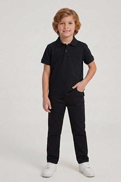 Children's Unisex Cotton Polo Collar Short Sleeve School Uniform T-Shirt (Back to School)