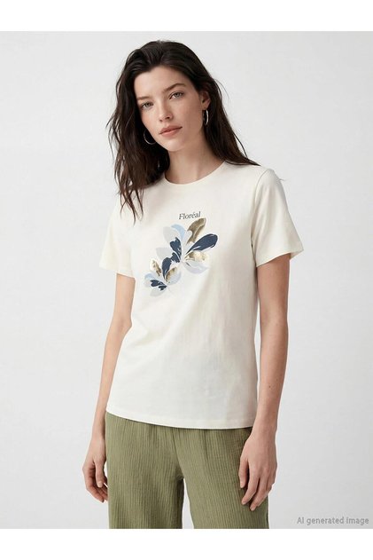 Printed 100% Cotton Women's T-Shirt (S6)