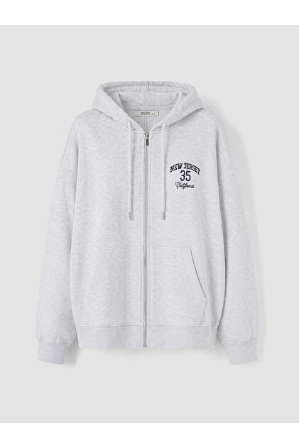 Kapüşonlu Oversize Kadın Fermuarlı Sweatshirt (W6)