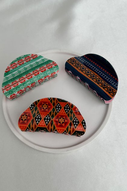 Large Size Patterned Triple Clasp Buckle (8cm)