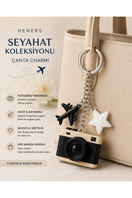 Travel Themed Bag Charm Accessory – Airplane, Suitcase & Passport / Airplane, Star & Camera