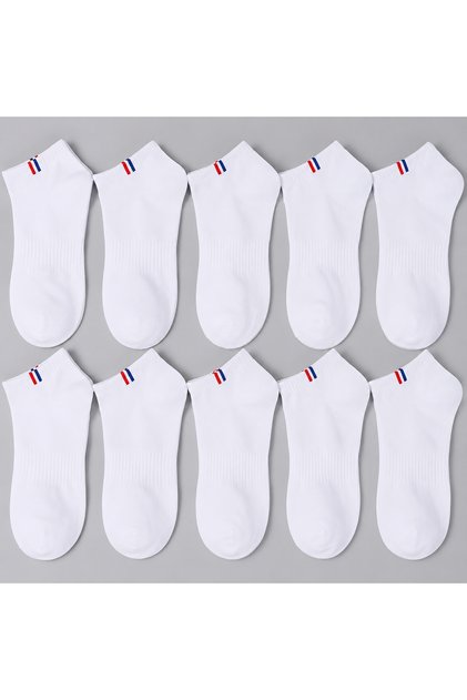 10 Çift Derby Desenli Siyah Beyaz Unisex Patik Çorap