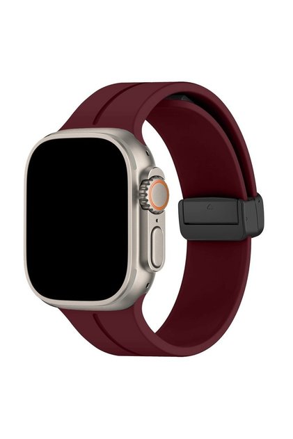 42 44 45 46 49mm Wine Red Magnetic Strap For Apple watch ultra band 49mm 45 mm Silicone Bracelet iWa