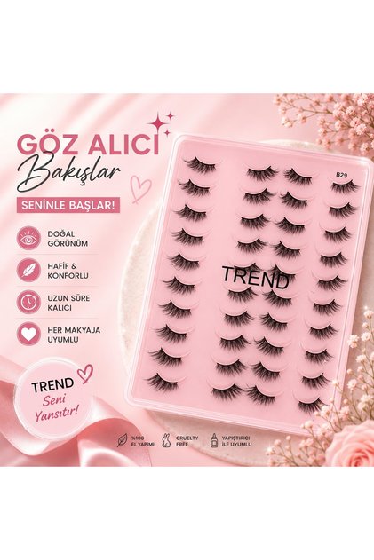 Takma Kirpik seti 20 Çift • Gerçek Saç Takma Kirpik Seti 20'li B29