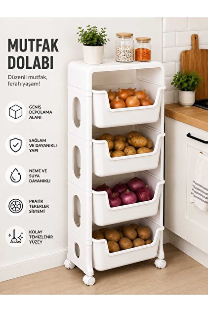 DEKOZUM ORENGE Sebzelik Patates Soğan Sepeti Çok Amaçlı Raf 4