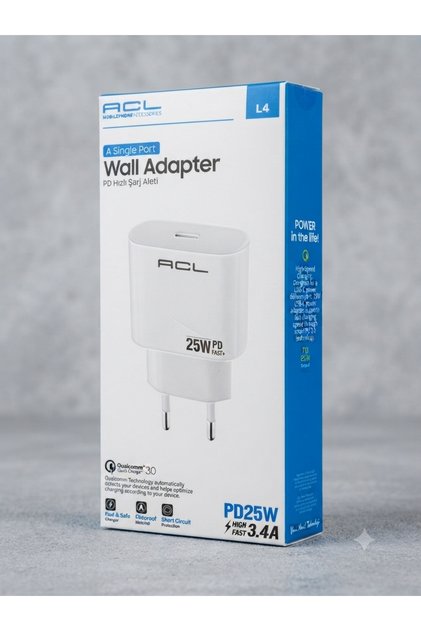 Aura Akse 25W PD Tek Çıkışlı Hızlı Şarj Adaptörü