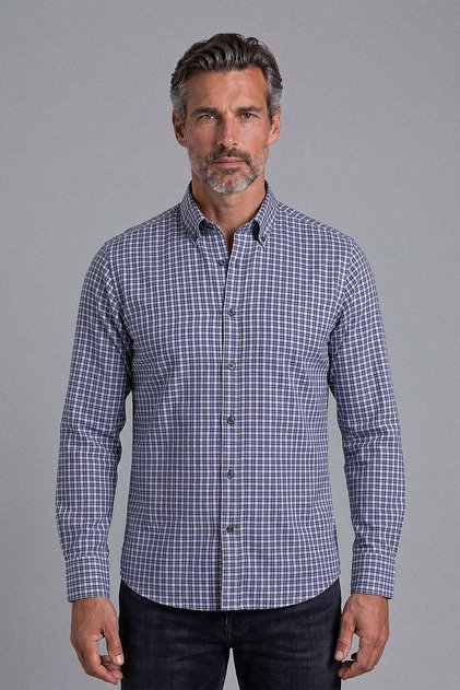 Brown Regular Fit Pocketless Long Pasha Collar Shirt