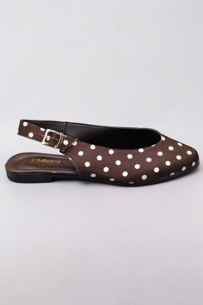 Female Ballerina. Brown Jue Polka Dot Casual Ballet Flats