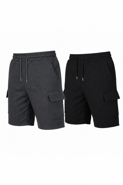 Set of 2 Unisex Comfortable Fit Shorts with Cargo Pockets