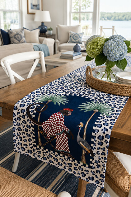 Decorative Digital Printed Suede Runner 40X140 cm - Palm Royale Monkey