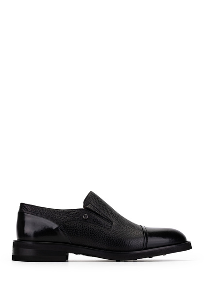 Men's Genuine Leather Black Floater Classic Shoes