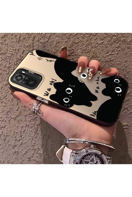 Redmi Note 10 4G/Note 10S Compatible High Quality Fun Black Cat Printed Case