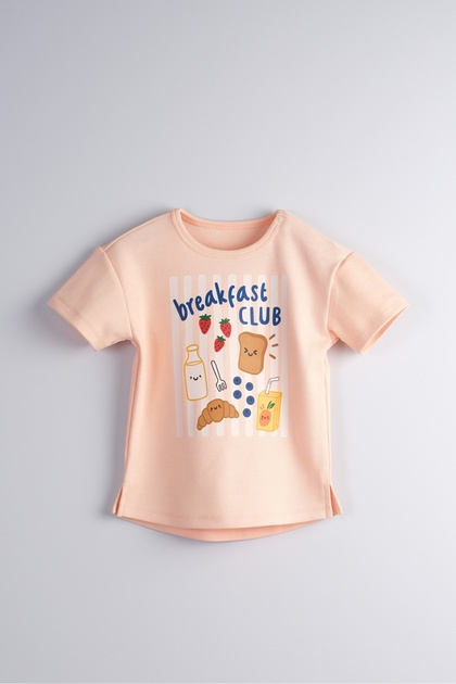 100% Cotton Interlock Fabric Baby and Kids T-Shirt with Snap Fasteners on the Shoulder