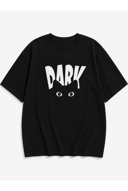 Cat Themed Printed Oversize 100% Cotton Premium T-Shirt