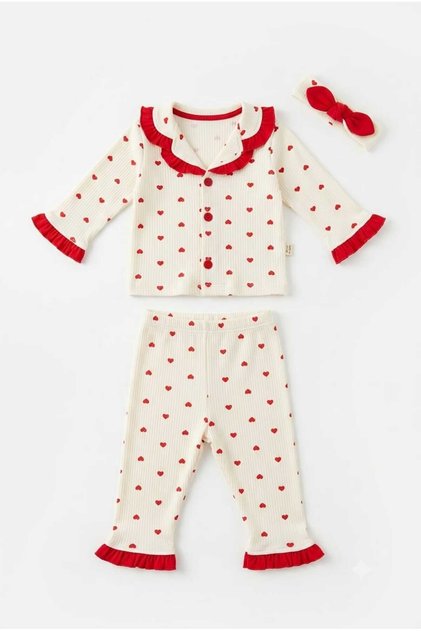 Bandana Long Sleeve Shirt Collar Girls' Pajama Set
