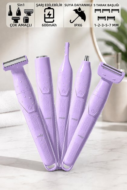 K88 Şarj Edilebilir 5 in1 Epilatör Mor