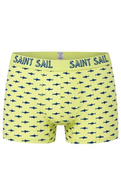 Men's Yellow Shark Patterned Cotton Boxers