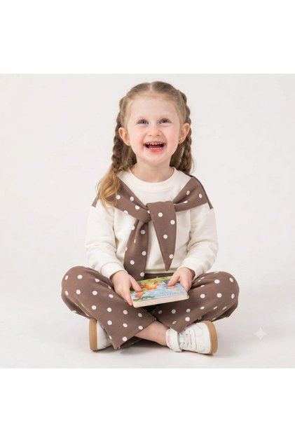 Girls' Polka Dot Top+Bottom Set