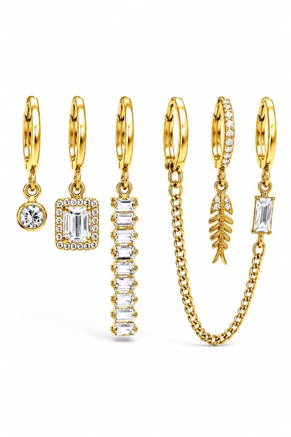 Women's Steel Multi Earring Set