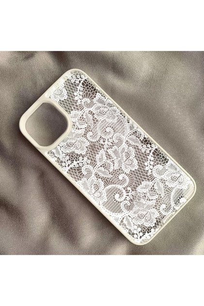 iPhone 12 White B Vintage White Lace Floral Advanced Design Phone Case For iPhone 17 Air 16 15 14 13