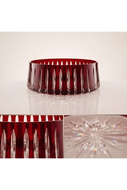 Crystal Decorative Cut Handcrafted Mercury Glass Bowl Red