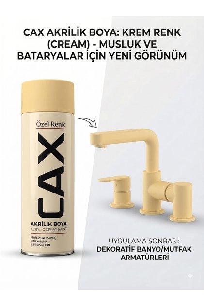 CAX Akrilik Sprey Boya 400ml - Musluk, Mutfak & Banyo Batarya Yenileme Boyası