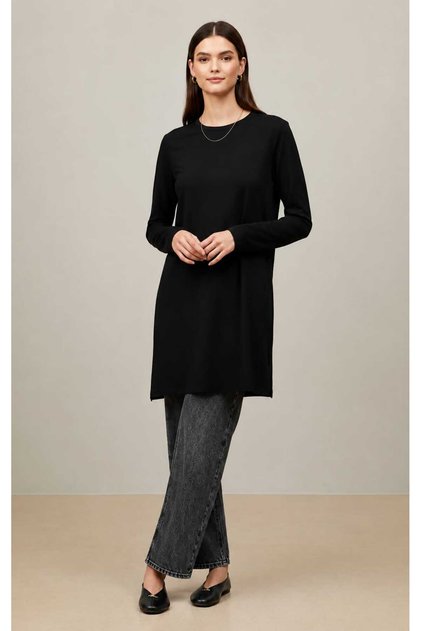 Women's Basic Tunic Long Sleeve T-Shirt Blouse Regular Fit Comfortable Daily Stylish Model